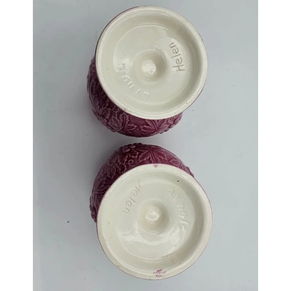 Vintage Arnels Matching Pink Grape Goblets Planters set ceramic cottagecore